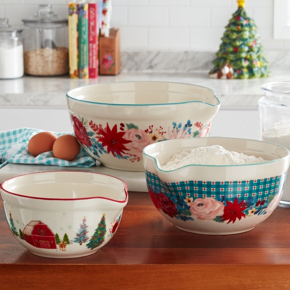 New Pioneer Woman Wishful Winter Holiday Mixing Bowl Set